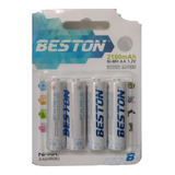 Bateria Pila Recargable Beston Aa X4 2100mah 1.2v Aa(hr06)