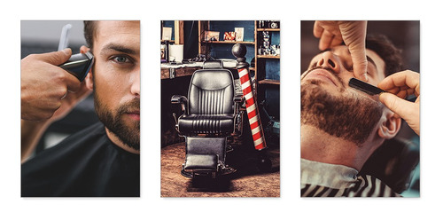 Kit 3 Quadros Decorativos Barbearia Barber Shop Placas 0025