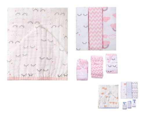 Toalha Banho Bebe Soft 1,05x85cm Kit Cueiros E Paninhos Boca