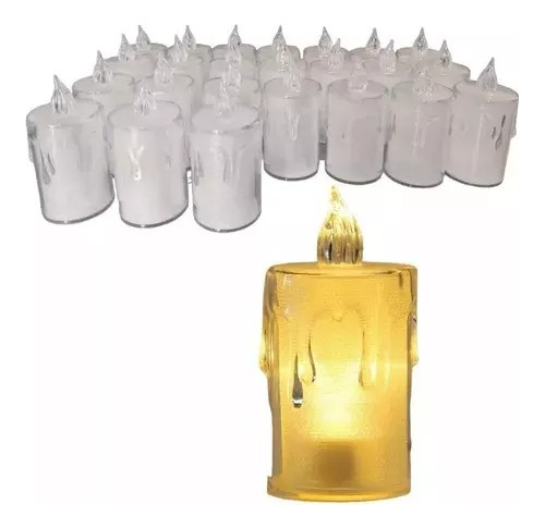 12 Velas Led Decorativas Lagrimas Transparentes Boda Fiestas