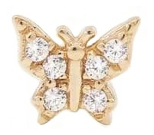 Aro Piercing De Mariposa Dorado Plata 925 Pendiente Con Tope