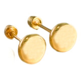 Broquel Luneta Liso 5mm Niña Mujer 100% Oro Puro 10k Aretes