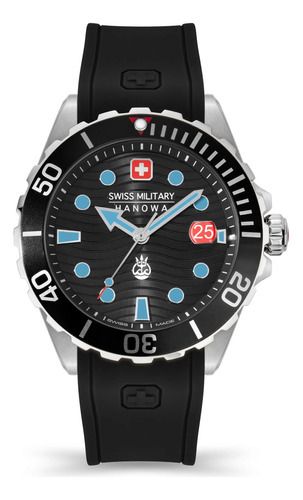 Reloj Swiss Military Smwgn2200303 Para Hombre Cristal Zafiro Color De La Malla Negro Color Del Bisel Gris/rojo Color Del Fondo Negro