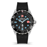 Reloj Swiss Military Smwgn2200303 Para Hombre Cristal Zafiro Color De La Malla Negro Color Del Bisel Gris/rojo Color Del Fondo Negro