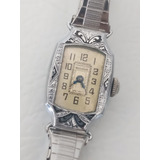 Reloj Bulova Antiguo De Dama, Cuerda Chapa De Oro Blanco 14k