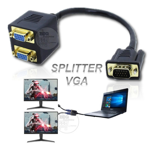 Splitter Vga Divisor | Conecta De Una Salida Vga 2 Monitores