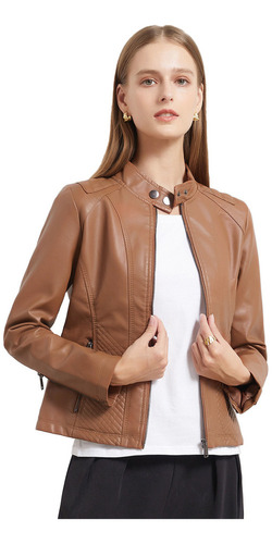 Chaqueta Casual De Cuero, Chaqueta Motera Simple A La Moda F