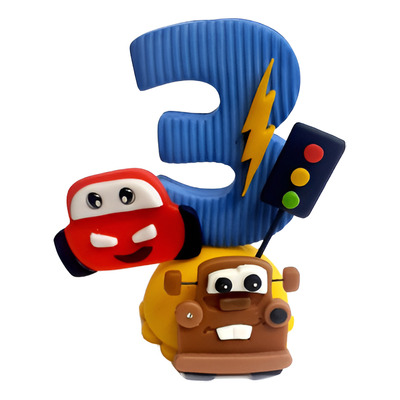 Vela Topinho Aniversário Personalizada Carros Biscuit 1 A 9