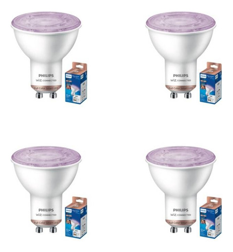 Pack X4 Lampara Led Dicro Gu10 Wifi Color 4.9w Philips Smart