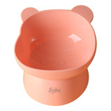 Soku Tazon Plato Para Gatos Perros Mascotas Kawaii Elevado Color Oso Rosa