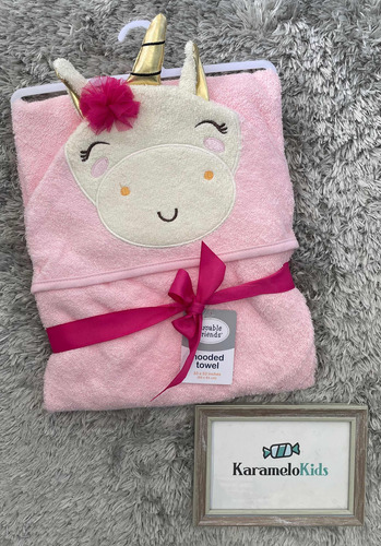 Toalla Con Capucha Unicornio Para Niña Bebe.