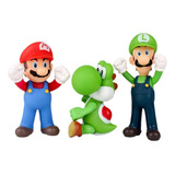 Set 3 Figuras Articulada Super Mario Bross Luigi Yoshi 13cm