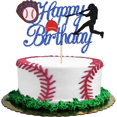 1 Pieza De Decoración De Béisbol Con Purpurina Para Tartas D