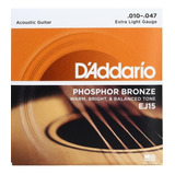 Daddario Ej-15 Cuerdas Guitarra Acústica Fósforo Bronce 