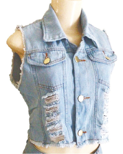 Colete Jeans Feminino Curto Cropped Moda Blogueira Promoção