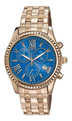 Reloj Citizen Fb136356l Para Mujer Eco Drive Fechador Color De La Malla Rose Color Del Bisel Rosê Color Del Fondo Azul