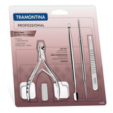 Conjunto P/ Cutículas 4 Pç Tramontina Aço Inox Professional