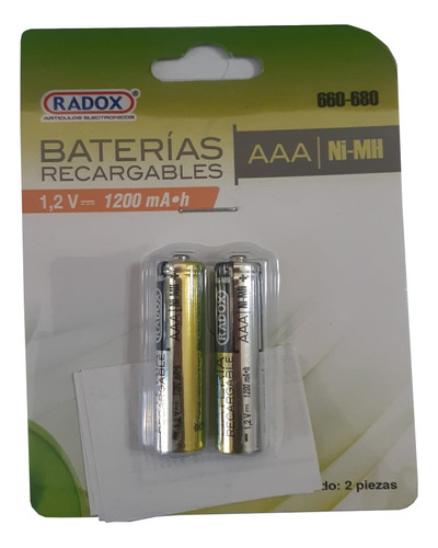 Paquete De 2 Pilas Aa Recargables Baterias 1200 Mah 