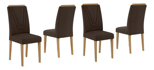 Conjunto 4 Cadeiras Lima Cinamomo/ Marrom - Móveis Arapongas Cor Cinamomo/marrom 04 Cor Da Estrutura Da Cadeira Cinamomo Desenho Do Tecido Liso