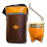 Set Matero Bolso Pro Mate Imperial Cuero Alpaca + Bombilla