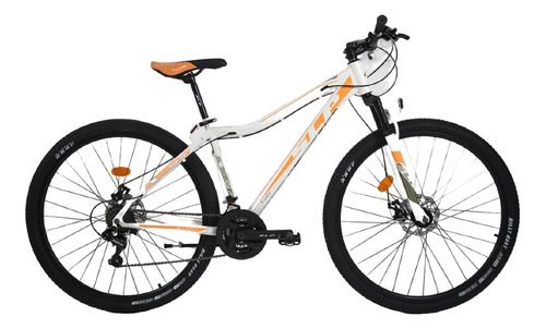 Mountain Bike Femenina Slp 5 Pro Lady R29 M 21v Frenos De Disco Mecánico Cambios Slp Y Shimano Tourney Tz Color Blanco/naranja Con Pie De Apoyo  