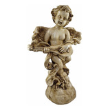 Angel Querubin Con Arpa Armonia Celestial 60 Cm Ceramica 