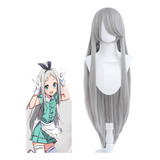 Peruca Longa Anime Cosplay Lolita 100cm Cinza +wig Cap