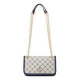 Bolsa Cross Body Nine West Ngg133178 Mujer Acabado De Los Herrajes Niquel Color Beige Azul Marino Color De La Correa De Hombro Azul Diseño De La Tela Liso