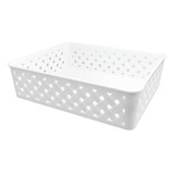 3 Cestas Organizadoras Média Rattan Armários Guarda Roupa Cor Branco