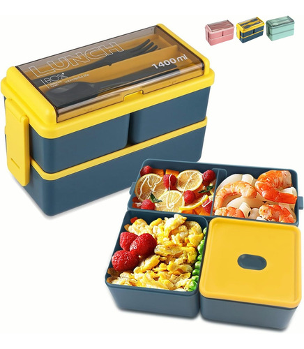 Lonchera Bento 2 Niveles 1400ml, Cewoos Caja De Bento Con