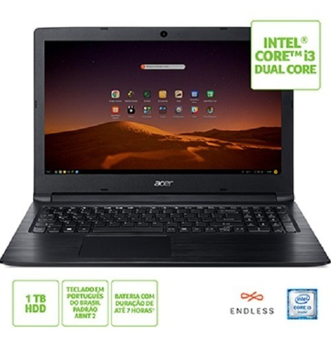 Notebook Acer A315-53-3470 / I3 / 4gb / 1tb / Linux / 15.6 