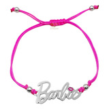 Pulsera De Hilo Con Dije De Palabra Barbie Plata 925