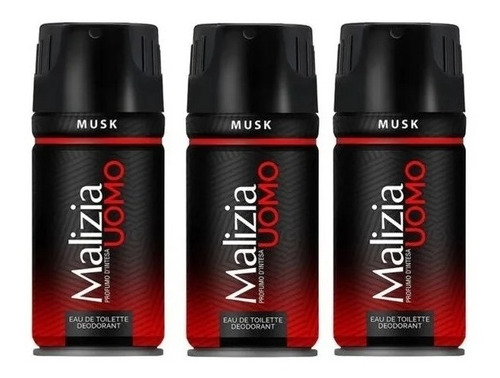 Desodorante Malizia Uomo Musk - 150ml - Pack C/ 3