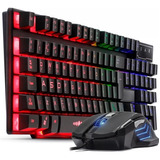 Kit Gamer Teclado Semi Mecânico Mouse Gamer 3200dpi Luminoso