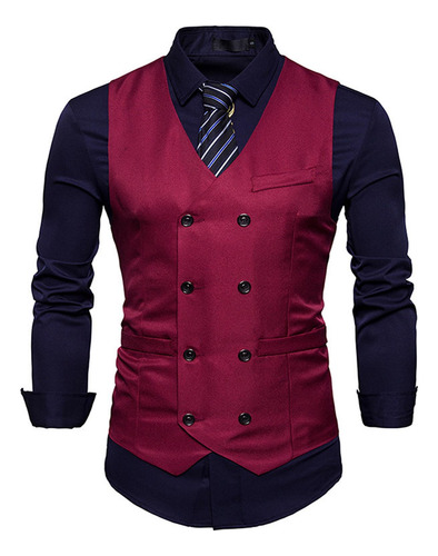 Nuevo Chaleco Blazer Con Doble Botonadura Para Hombre, Cuell