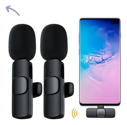 2 Micrófonos De Solapa Inalámbricos Duales Compatibles Con Android Tipo C