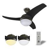 Ventilador De Techo Con Lampara 3 Aspas Luz Led Con Control