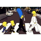 Quadro Os Simpsons Beatles Abbey Road Decorativo Moderno