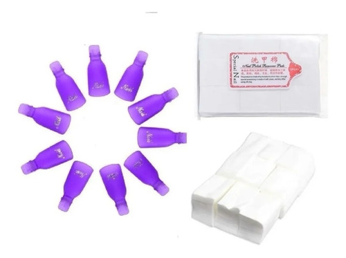 Set Pinzas + Papel Sin Pelusa Removedor Esmaltes Perm Uv Gel