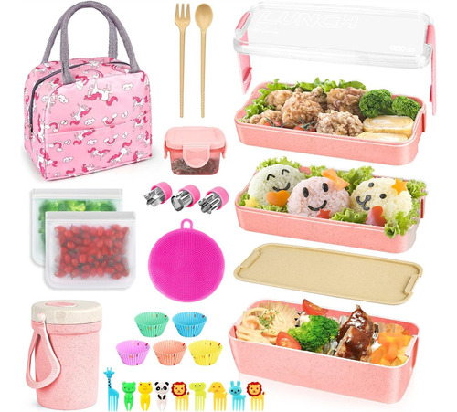 Fiambrera Para Niños Bento Lunch Box Adultos Caja Kit 27pcs