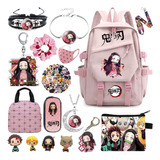 Mochila Escolar Nezuko Para Niñas, Bolsa Para Libros Y Bolsa