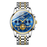 Relógio De Quartzo Inoxidável De Luxo Nibosi 2507, Prata, Ouro, Azul, Fundo