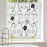 Vinil Decorativo Para Ventana 1m X 45cm Flor Negra