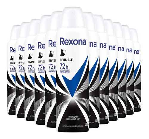 Desodorante Aerosol Rexona Invisible Feminino 150ml - 12 Uni
