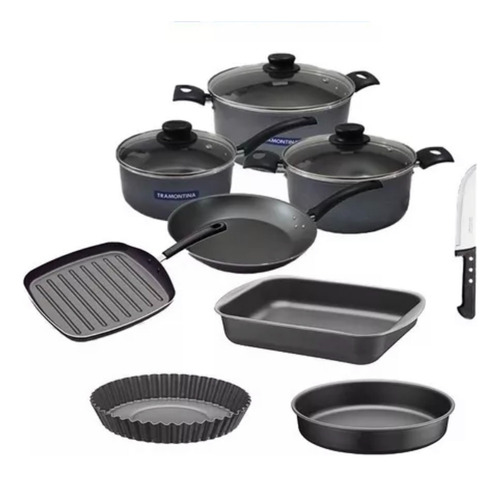 Set Bateria Cocina Tramontina 8 Unidades Teflon Mas Cuchilla