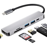 Hub Usb C 6 En 1 Dongle Hdmi 4k Lector Sd/tf Para Galaxy Tab