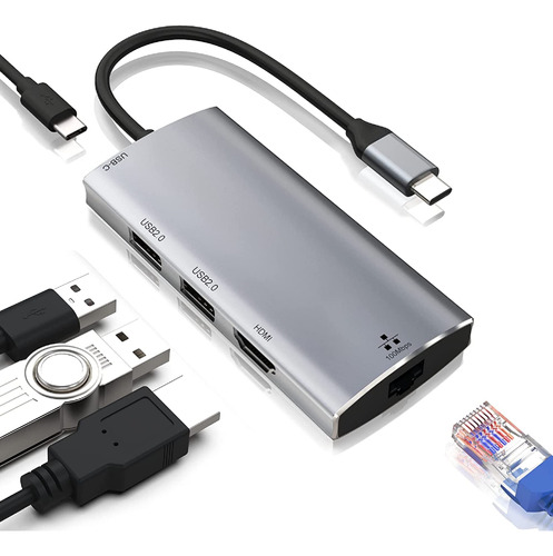 Concentrador Ethernet Usb C, Adaptador Multipuerto Usb C 5 E