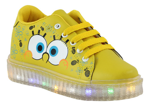 Tenis Bob Esponja Niño Niña  Luces Led Patricio Moda Cómodo