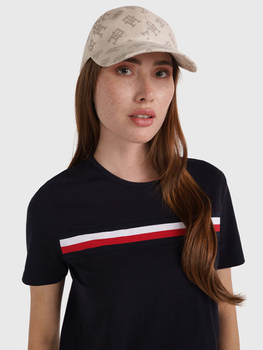 Gorra De Béisbol Beige Con Monograma Tommy Hilfiger De Mujer