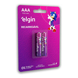 02 Pilhas Baterias Aaa 900mah Elgin Recarregável 3a Palito 1 Cartela